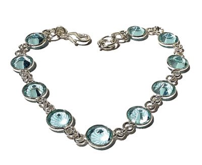 A Q U A M A R I N Edelstein HANDGEFERTIGT 925 Sterlingsilber Schmuck Armband