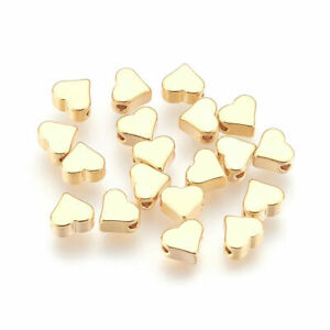 30 pcs Gold Plated Brass Beads Heart Shape Spacer Beads 6x5mm BS029