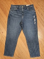 Womens NEW AE American Eagle High Rise Mom Jeans Stretch Medium Denim 18 R Reg