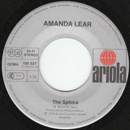 Amanda Lear - The Sphinx 7" Single Vinyl Schallplatte 56909 - Bild 3 von 4