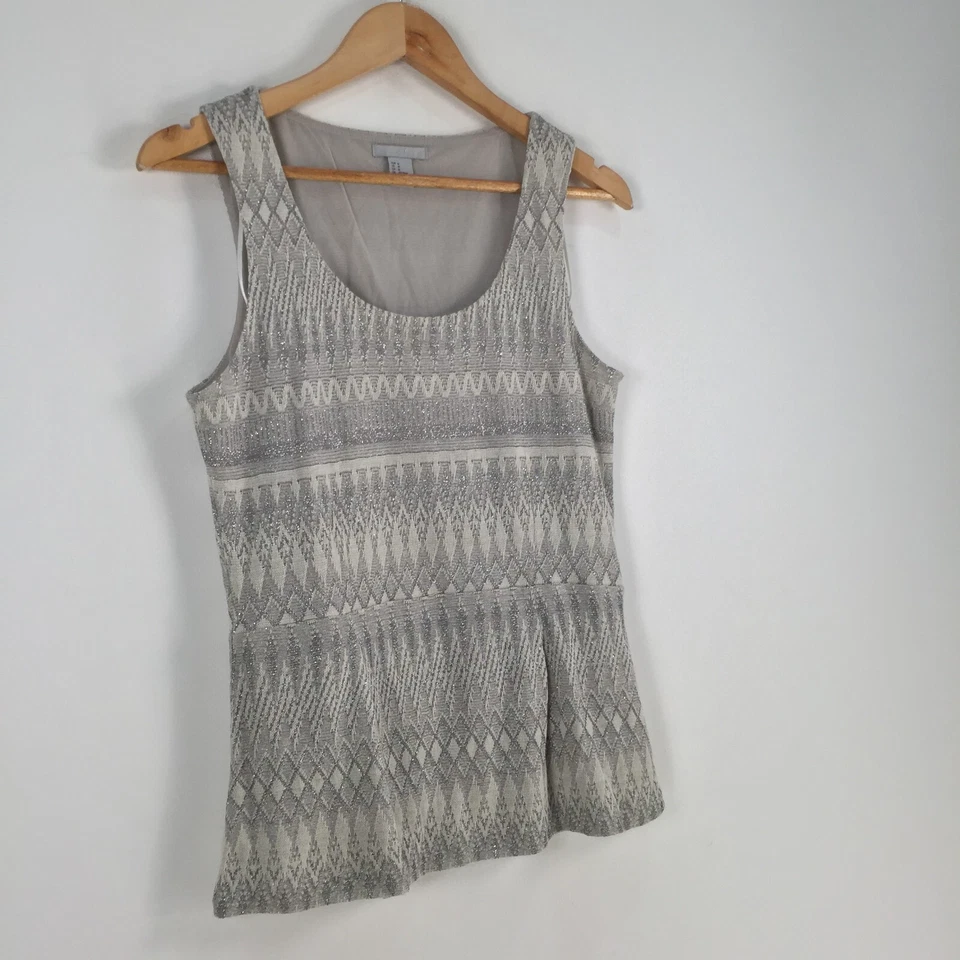 Camiseta sin mangas H&M mujer talla M plateada geométrica elástica sin mangas metálica 048444 Foto 2 de 4