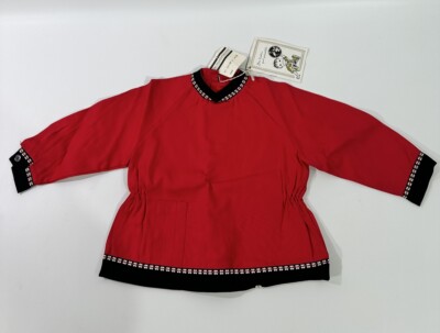 Vintage Die Storchenmühle Mädchen Kleid Rot Retro Mode Gr. 42/92 HL1/P182