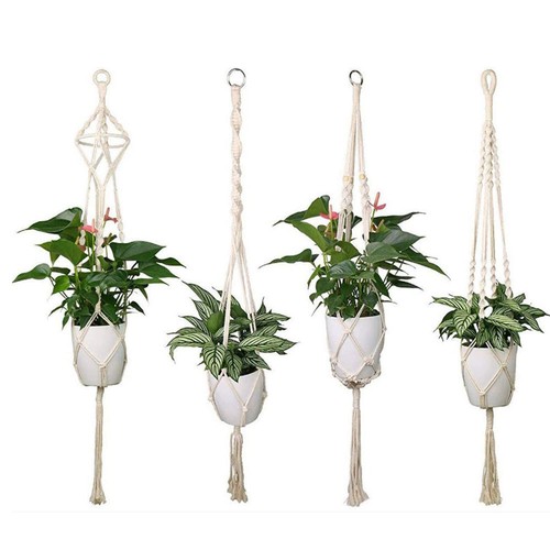 4pcs Macrame Indoor Plant Hanger Decorative Holder Indoor Hanging Holder - Picture 7 of 18