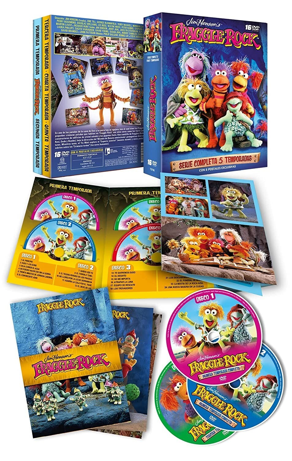 Fraggle Rock Digipack Serie Completa Temporadas 1 a 5 en 16 DVDs + 8 Postales [D