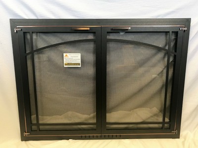 Stoll Glass Fireplace Door Iron Textured Black Copper Accent Doors