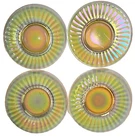 4 Imperial 6.25” Depression Carnival Glass Iridescent Amber Bread Dessert Plates