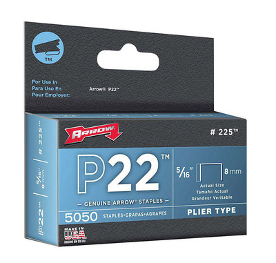 Arrow Fastener 225 P22 5/16-Inch 8mm Plier Staples, 5,050-Pack