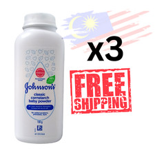 3x Johnson's Classic Cornstarch Baby Powder 100g Talc-Free Mild Scent- Std shipp