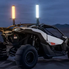 2FT Fat 18'' RGB Spiral Chasing Antenna Lighted Whip Light w/ Flag For UTV ATV