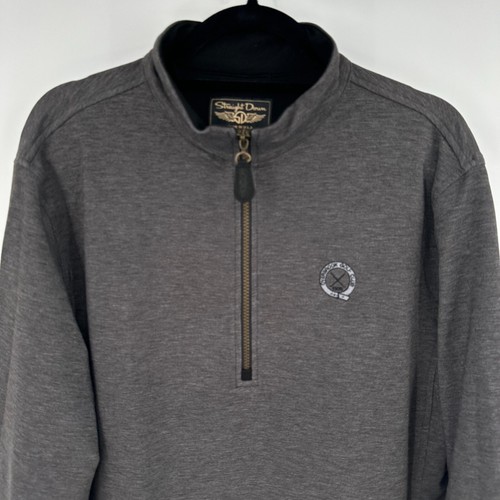 Straight Down Golf Sweater Mens Medium Gray Performance Mock Neck Quarter Zipper - Picture 5 of 11