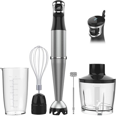 Immersion Blender 1100W, 5in1 Stick w/ Chopper, Whisk & Frother for Soups & More