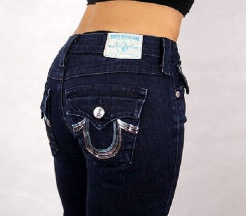 TRUE RELIGION Joey Rainbow Sequin Pocket Dark Denim Stretch TRUE RELIGION Joey Rainbow Sequin Pocket Dark Denim Stretch