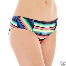 Arizona Striped Hipster Swim Bottoms Juniors Size M New Msrp $32.00