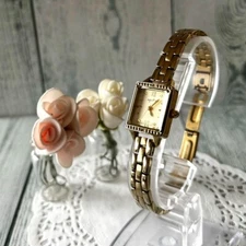 agete Square Watch Gold Used From Japan Check description