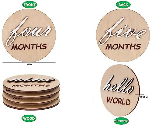 3D Wooden Monthly Milestone Cards, For Baby Photos, Monthly Milestone Marker, - Picture 6 of 7