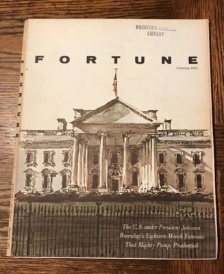 1964 JANUARY FORTUNE MAGAZINE - BEAUTIFUL ILLUSTRATED FRONT COVER OF WHITE HOUSE
