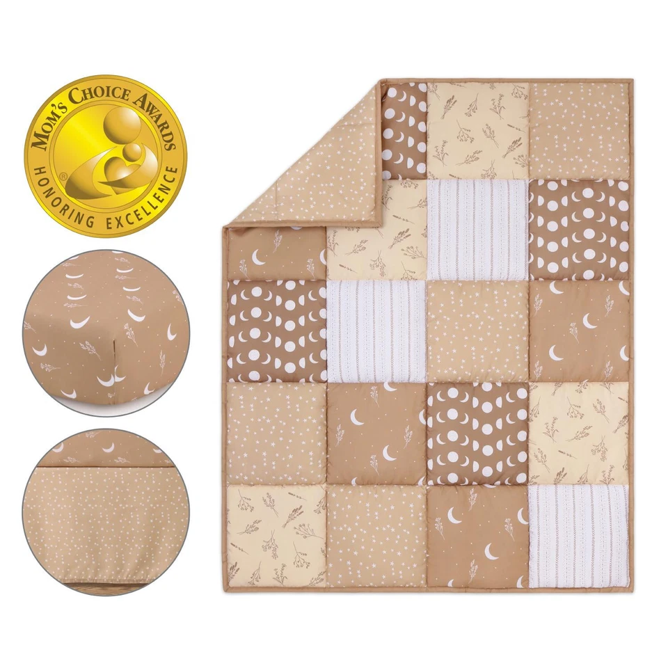 Juego de ropa de cama unisex Boho Celestial Patchwork de 3 piezas para cuna de The Peanutshell Foto 2 de 4