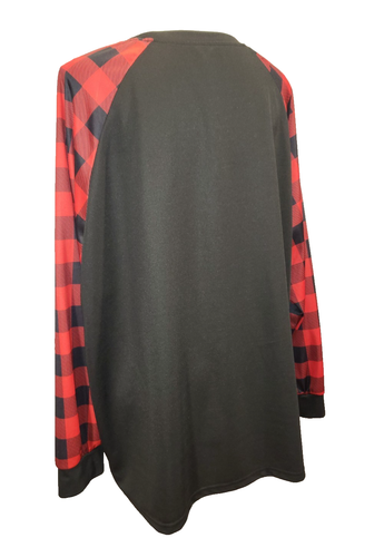 Camicia natalizia taglia 4XL donna manica lunga rossa a quadri "Buon Natale" di Shein - Foto 11 di 15