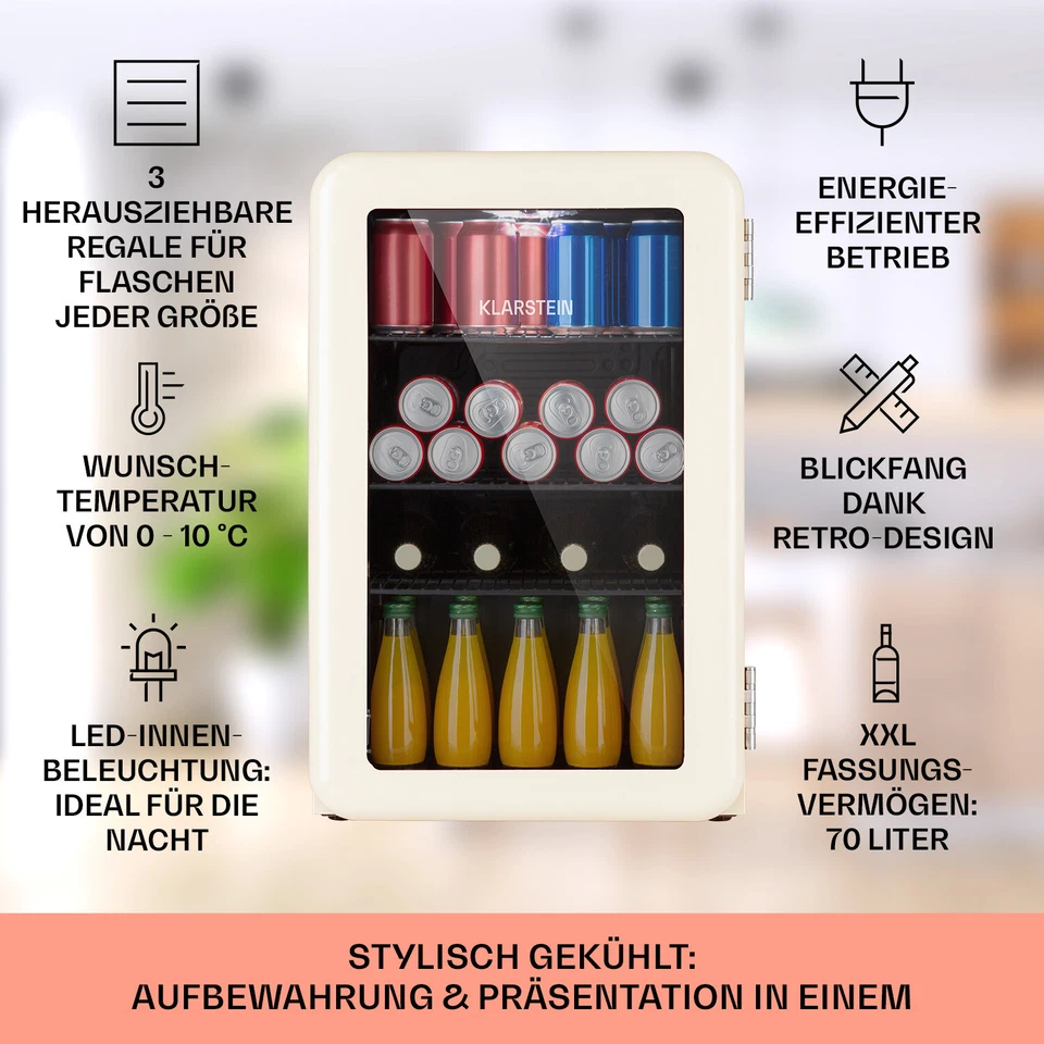 Kühlschrank 70 L Kleiner Kühlschrank Mini Getränkekühlschrank Outdoor Geeignet - Bild 2 von 4