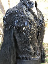 Vintage 1800 s Victorian Ornate Bodice Skirt Museum Quality Gown Dress 36-30-52