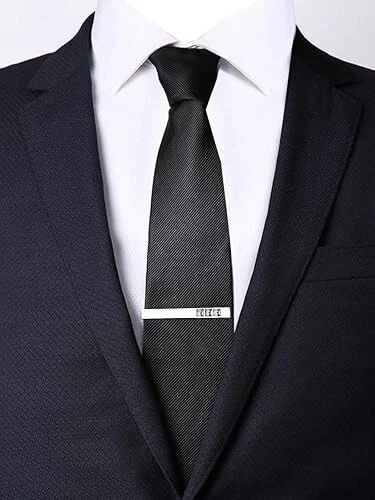 Clip de corbata clásico de lujo de zafiro blanco corte princesa de 0,75 quilates para hombre en plata 935 Foto 4 de 4