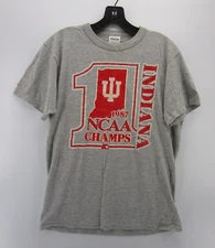 VINTAGE Indiana Hoosiers Shirt Men Large Gray 1987 NCAA Champions Starter 80s