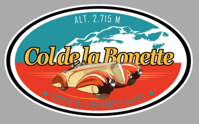 COL DE LA BONETTE ROAD DES ALPES 12cm AUTO ALTITUDE STICKER CB031