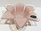 Murano Glass purple flower petal bowl Lavorazione Arte  handmade Italy