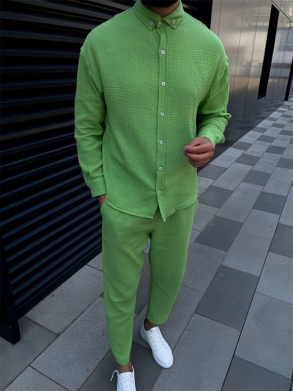 Men Tracksuit Outfit 2-Piece Set Long Sleeve Shirt and Pants Sweatsuit Set Men Tracksuit Outfit 2-Piece Set Long Sleeve Shirt and Pants Sweatsuit Set