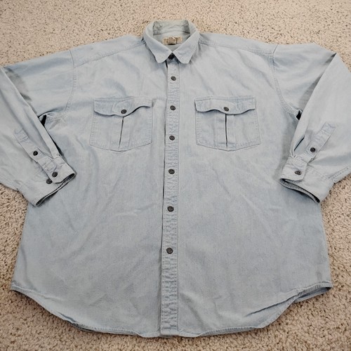 VINTAGE Banana Republic Shirt XL Blue Chambray Denim Safari Travel Hong Kong 90s - 第 1/15 張圖片