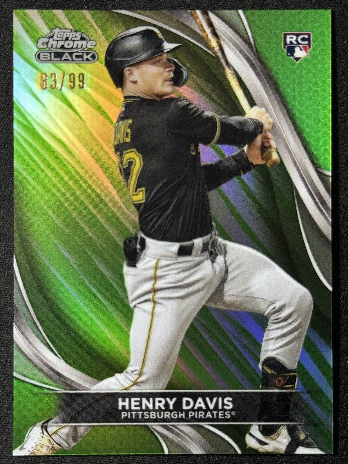 HENRY DAVIS Rookie Refractor 2024 Topps Chrome Black Green /99 Pirates Hit #41