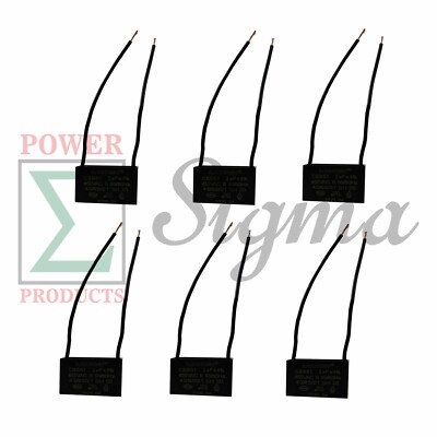 6PCS 450V 2UF CBB61 Ceiling Fan Motor Running Capacitor 2Wire 50/60 Hz UL Listed