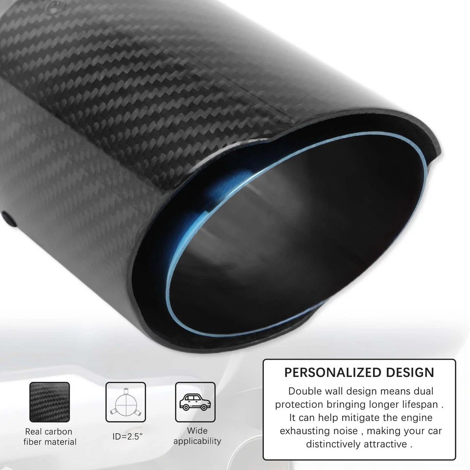 Para 3 Series E90 E92 325i 328i pontas de escape de fibra de carbono tubo silenciador traseiro cauda - Imagem 3 de 4