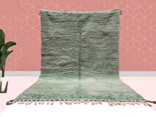 kechart - Custom Size Traditional Moroccan Rug, Green Handmade Moroccan Carpet,