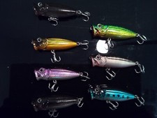 bulk sale, 7 brand new hard body surface popper fishing lures with loud rattles
