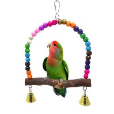 Wooden Bird Swing Perch Parrot Hanging Toy for Small Sized Birds