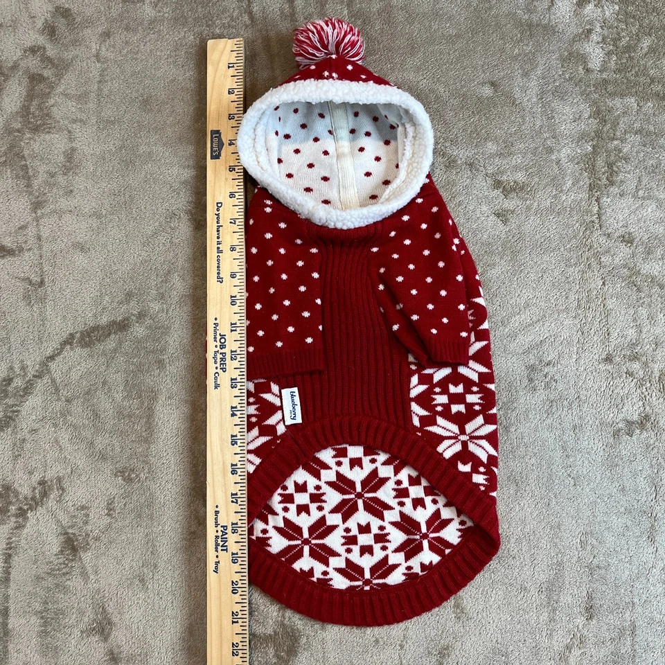 Blueberry Pet Dog Sweater Clothes Hoodie Hooded Pullover 8" Back Length - Image 3 of 4