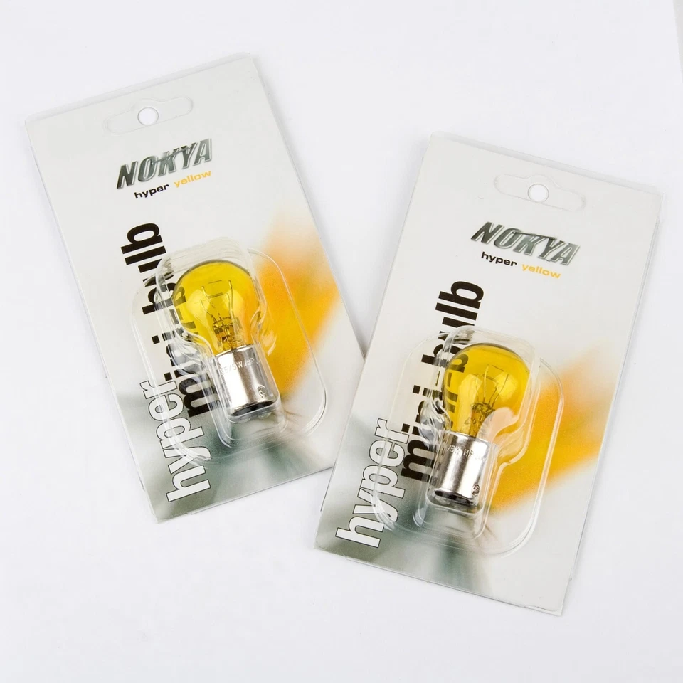 Nokya 1156 P21W Nok5239 27W amarelo duas lâmpadas luz de seta traseira ajuste de substituição - Imagem 2 de 4