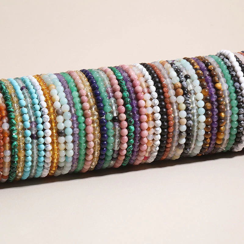 6mm Natural Stone Beads Onyx Rhodonite Amazonite Bracelet Women Men Jewelry - Image 2 of 4