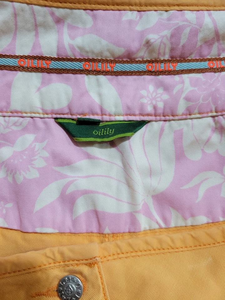 Falda para mujer Oilily talla 44 longitud media naranja bordado detalle de botones lino Y2K Foto 3 de 4