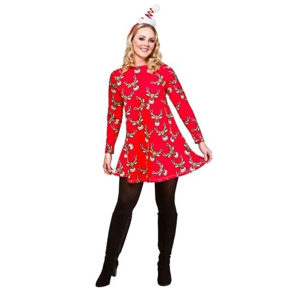 Red Reindeer Christmas Dress