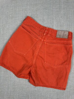 Marithe Francois Girbaud Orange Denim High Waisted Shorts Retro