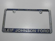VTG Leif Johnson Ford Austin Texas Metal License Plate Frame Tag Dealer Gas TX