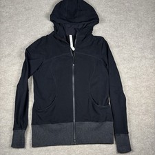 Lululemon Scuba Hoodie Women's 12 Black Full Zip Thumbholes Hooded Jacket