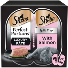 96 x 37.5g Sheba Perfect Portions Luxury Adult Wet Cat Food Trays Salmon in Loaf 8.81 per kilo