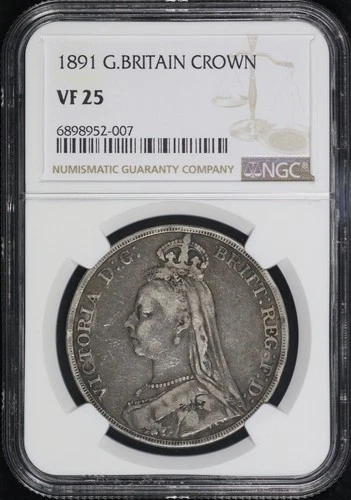 1891 Great Britain Silver Crown KM#765 NGC VF-25
