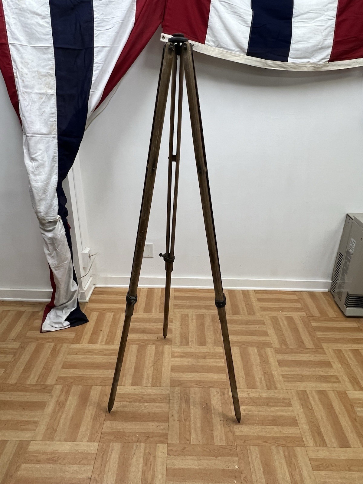 Vintage WOOD TRIPOD rustic decor transit lamp stand survey industrial adjustable