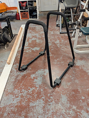 Black Steel Pull Up Bars Pair w/ Foam Grips for Home Gym Training