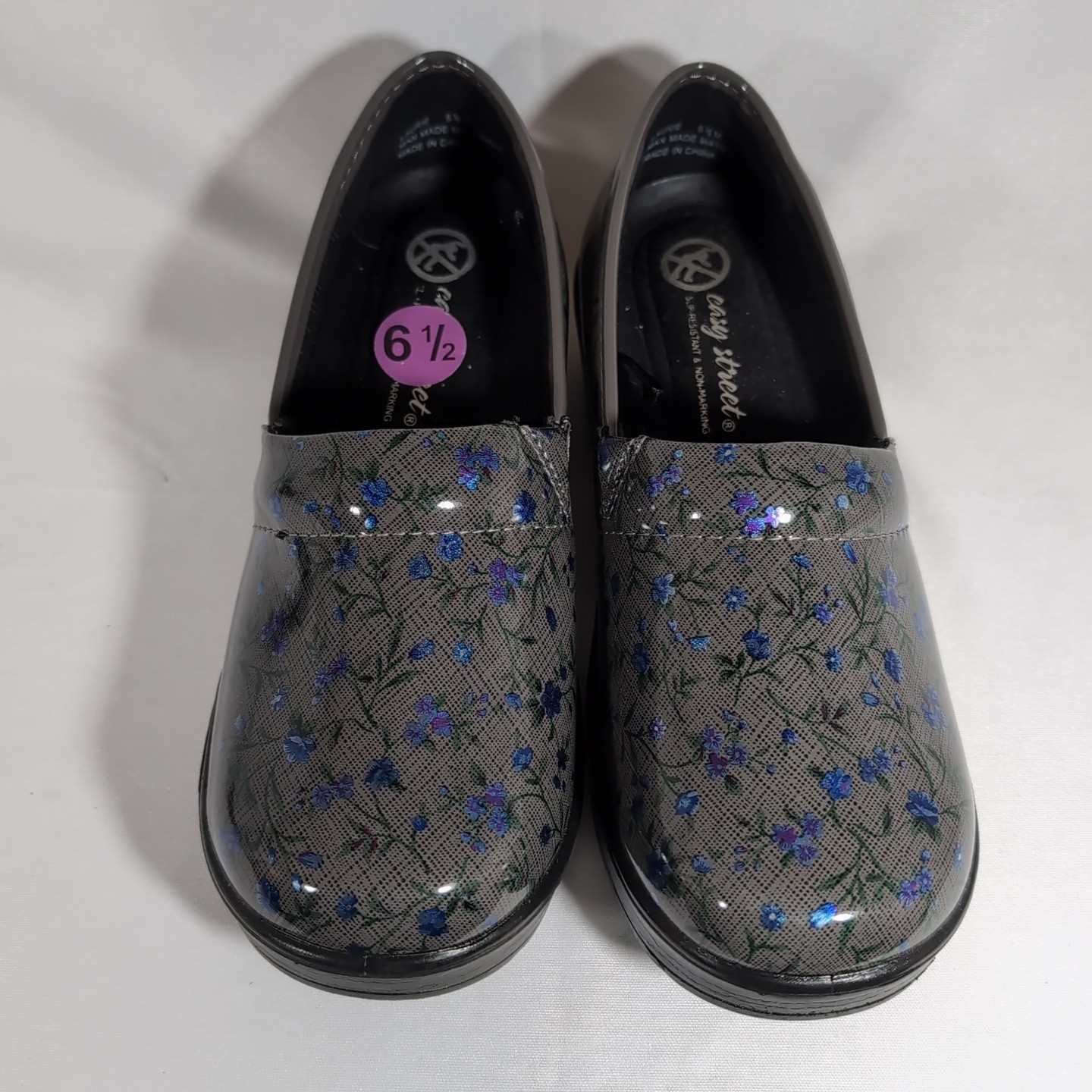 SAOLA Zoccolo slip on Easy Street LAURIE taglia 6 5 grigio floreale antiscivolo suola plateau