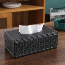 Leatherette Tissue Holder, Black